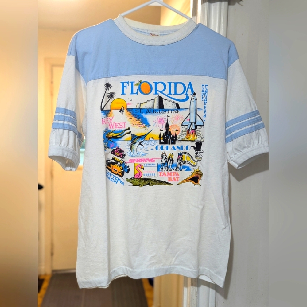 Vintage Florida Graphic T-Shirt in Blue and White